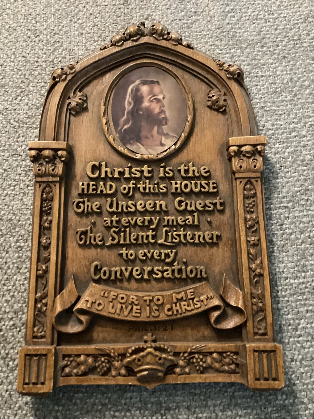 Religious Wall Plaque - Brown "Christ is the Head of this House"